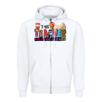 White this teacher wears her heart on her sleeve Zipper Hoodie - Zillion Design Studio