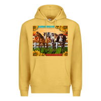 Antique Gold Western Ranch Horses Premium Hoodie - LillyAllenDesigns