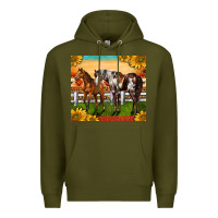 Army Green Western Ranch Horses Premium Hoodie - LillyAllenDesigns