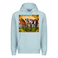 Blue Mist Western Ranch Horses Premium Hoodie - LillyAllenDesigns