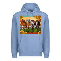 Colony Blue Western Ranch Horses Premium Hoodie - LillyAllenDesigns