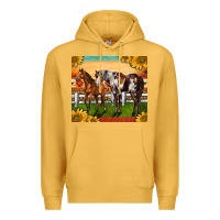 Mustard Western Ranch Horses Premium Hoodie - LillyAllenDesigns