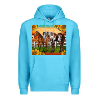 Ocean Blue Western Ranch Horses Premium Hoodie - LillyAllenDesigns