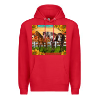 Red Western Ranch Horses Premium Hoodie - LillyAllenDesigns