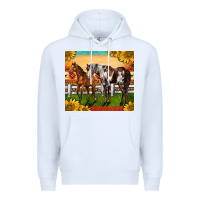 White Western Ranch Horses Premium Hoodie - LillyAllenDesigns