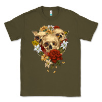 Army Green Triangle Flower Skeletons Classic Tee - RanaPortraitStore