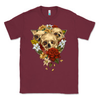 Burgundy Triangle Flower Skeletons Classic Tee - RanaPortraitStore