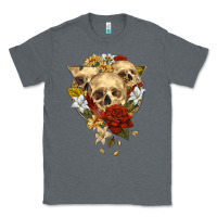 Charcoal Heather Triangle Flower Skeletons Classic Tee - RanaPortraitStore