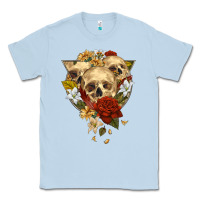 Dusty Blue Triangle Flower Skeletons Classic Tee - RanaPortraitStore