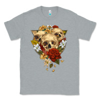 Heather Grey Triangle Flower Skeletons Classic Tee - RanaPortraitStore