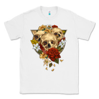 White Triangle Flower Skeletons Classic Tee - RanaPortraitStore