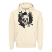 Sandshell Floral skull Zipper Hoodie - RanaPortraitStore