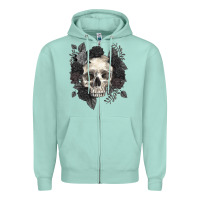 Seafoam Floral skull Zipper Hoodie - RanaPortraitStore