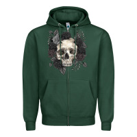Sports Green Floral skull Zipper Hoodie - RanaPortraitStore