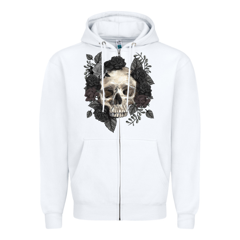 Floral Skull Zipper Hoodie by RanaPortraitStore | Teevron