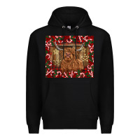 Black Christmas highland cow with candy canes Premium Hoodie - BarkalooDesign
