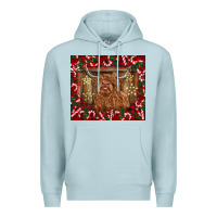Blue Mist Christmas highland cow with candy canes Premium Hoodie - BarkalooDesign
