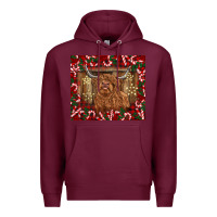 Burgundy Christmas highland cow with candy canes Premium Hoodie - BarkalooDesign