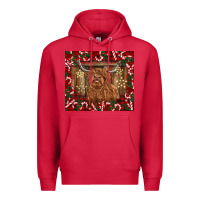 Cardinal Christmas highland cow with candy canes Premium Hoodie - BarkalooDesign