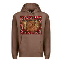 Chestnut Christmas highland cow with candy canes Premium Hoodie - BarkalooDesign
