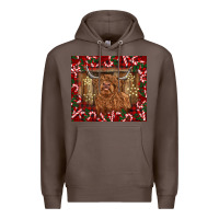 Coffee Christmas highland cow with candy canes Premium Hoodie - BarkalooDesign