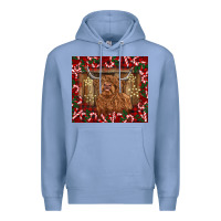 Colony Blue Christmas highland cow with candy canes Premium Hoodie - BarkalooDesign