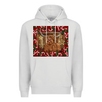 Dove Grey Christmas highland cow with candy canes Premium Hoodie - BarkalooDesign