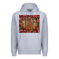 Heather Grey Christmas highland cow with candy canes Premium Hoodie - BarkalooDesign