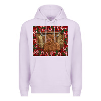 Lilac Christmas highland cow with candy canes Premium Hoodie - BarkalooDesign
