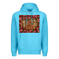 Ocean Blue Christmas highland cow with candy canes Premium Hoodie - BarkalooDesign