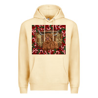 Pina Colada Christmas highland cow with candy canes Premium Hoodie - BarkalooDesign