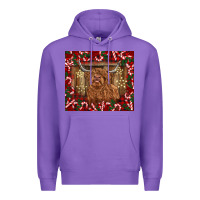 Purple Christmas highland cow with candy canes Premium Hoodie - BarkalooDesign