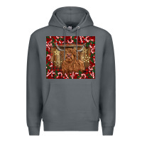Rock Christmas highland cow with candy canes Premium Hoodie - BarkalooDesign