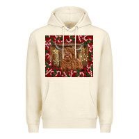 Sandshell Christmas highland cow with candy canes Premium Hoodie - BarkalooDesign