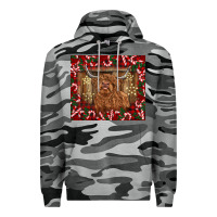 Slate Camo Christmas highland cow with candy canes Premium Hoodie - BarkalooDesign