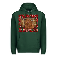 Sports Green Christmas highland cow with candy canes Premium Hoodie - BarkalooDesign