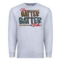 Heather Grey hey batter batter batter Premium Sweatshirt - CowhideDigitalArt