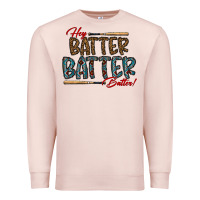 Pale Pink hey batter batter batter Premium Sweatshirt - CowhideDigitalArt