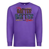 Purple hey batter batter batter Premium Sweatshirt - CowhideDigitalArt
