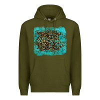 Army Green leopard turquoise Premium Hoodie - RanaPortraitStore
