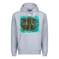 Heather Grey leopard turquoise Premium Hoodie - RanaPortraitStore