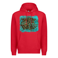 Red leopard turquoise Premium Hoodie - RanaPortraitStore