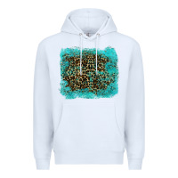 White leopard turquoise Premium Hoodie - RanaPortraitStore