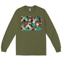 Army Green turquoise glitter cowhide background Long Sleeve Tee - BarkalooDesign