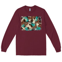 Burgundy turquoise glitter cowhide background Long Sleeve Tee - BarkalooDesign