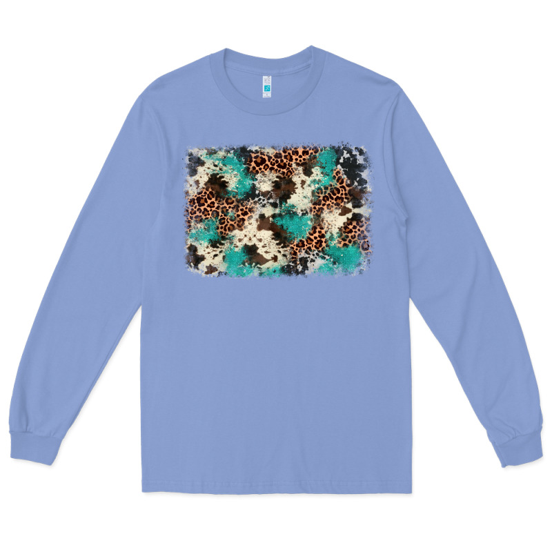 Turquoise Glitter Cowhide Background Long Sleeve Tee by BarkalooDesign | Teevron
