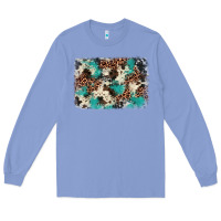 Colony Blue turquoise glitter cowhide background Long Sleeve Tee - BarkalooDesign