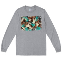 Heather Grey turquoise glitter cowhide background Long Sleeve Tee - BarkalooDesign