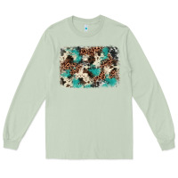 Matcha turquoise glitter cowhide background Long Sleeve Tee - BarkalooDesign
