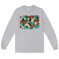 Moon Dust turquoise glitter cowhide background Long Sleeve Tee - BarkalooDesign